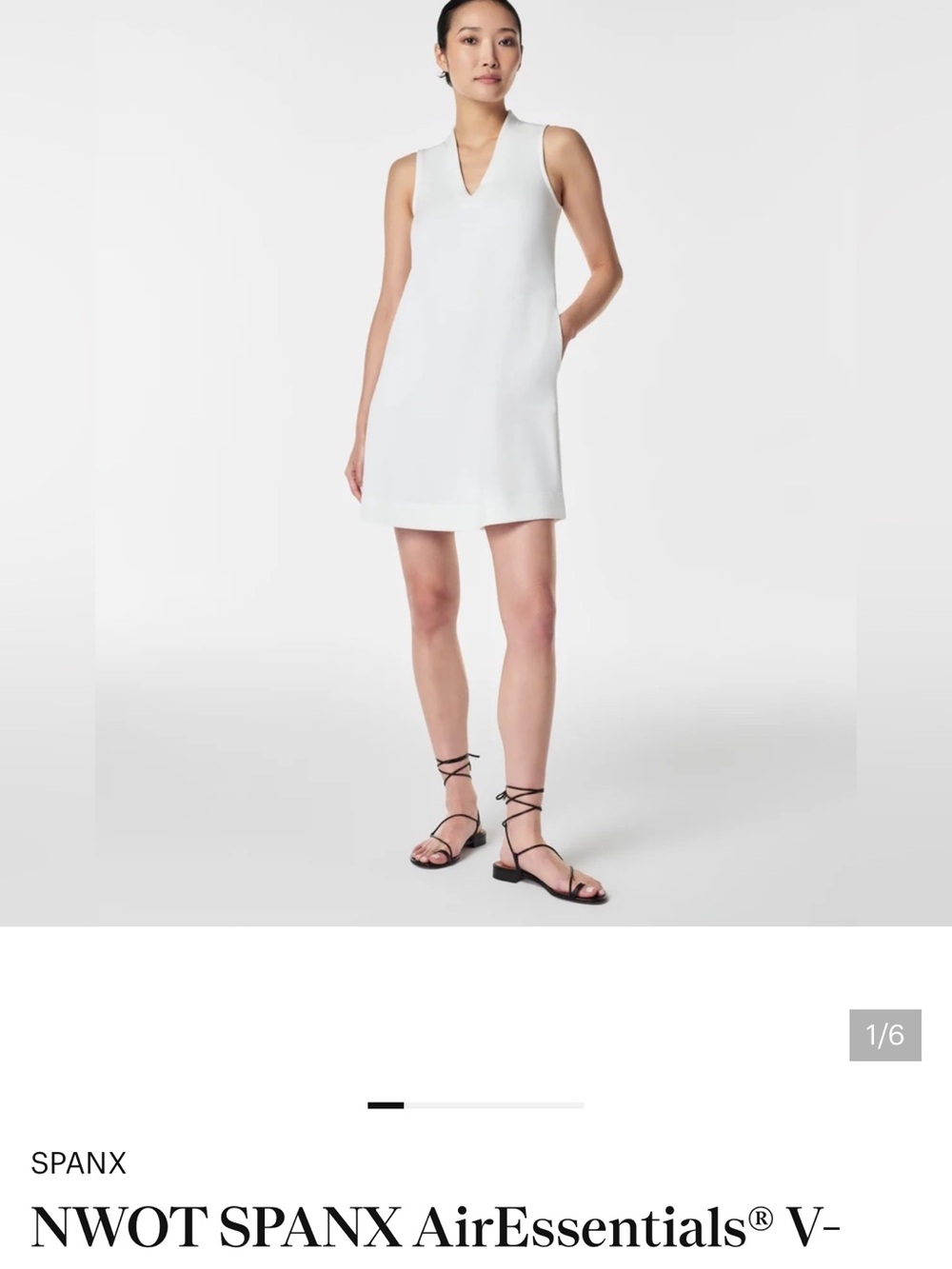 SPANX White Sleeveless V-Neck Shift Dress